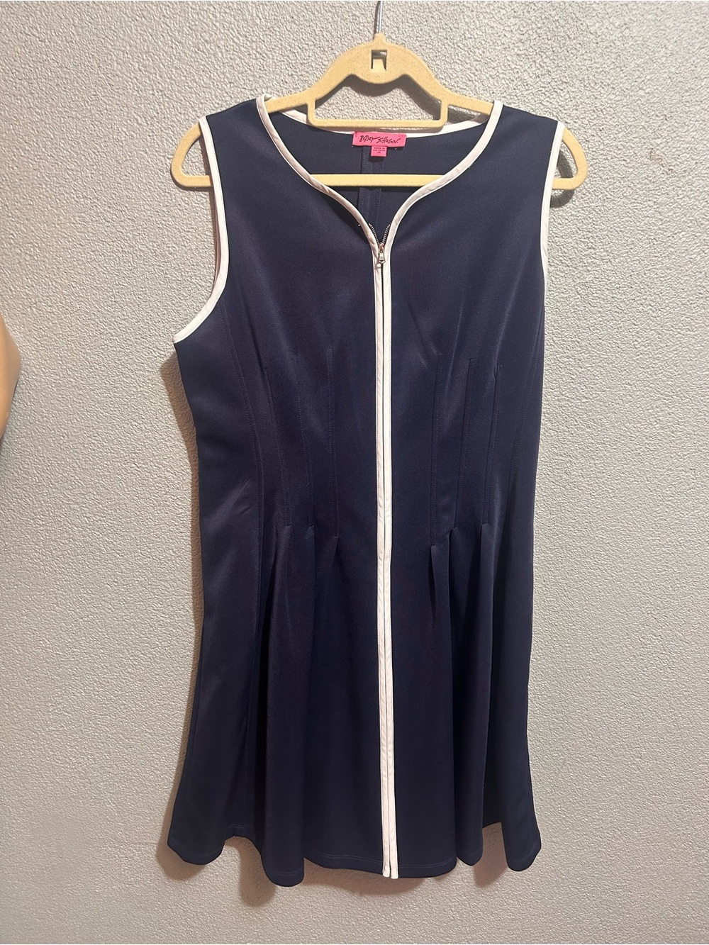 Betsy Johnson navy and white zippered dress size 14 - Picture 6 of 13